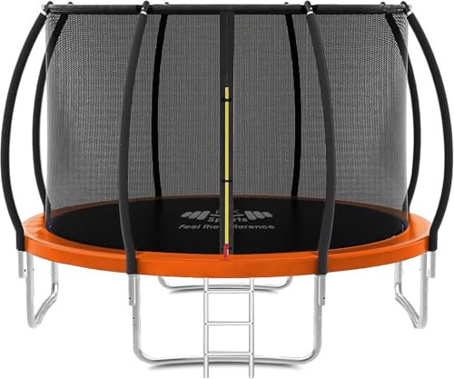 FK Sports Outdoor Trampoline 6FT/8FT/10FT/12FT Rebounder Trampolines for Toddlers, Kids & Adults with Safety Enclosure Net, Anti-tear, UV-Proof Pad, Exercise & Fitness (12ft Trampoline With Ladder)