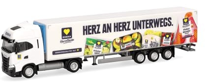 Herpa Model Truck Iveco S-Way refrigerated semi-trailer Edeka, miniature scale 1:87, collectible, Made in Germany, plastic