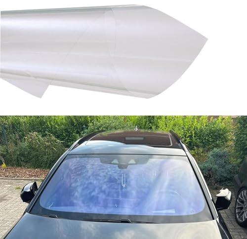 Alvorox 84% VLT Film vitre teintée Voiture pour Pare-Brise, Chameleon Clair Changement en Bleu, Film Nano céramique (Transparent 75cmX300cm)