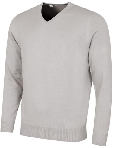 Calvin Klein Mens V-Neck Soft Cotton Sweater - Platinum - XL