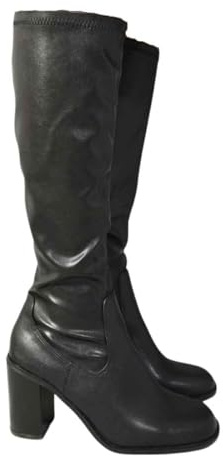 iKrush Women's Faux Leather Black Block Heel Knee High Boots with Square Toe for Winter