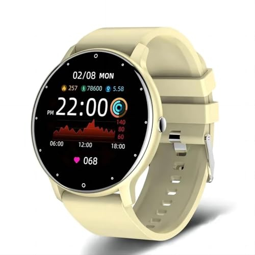 FOGOIN VitalPulse Watch Gesund Pur - Intelligente Gesundheitsuhr mit EKG & Blutdruck Monitor, Schlafanalyse, SpO2, Sportmodi, IP67 wasserdicht, 7 Tage Akku für Android iOS (Gelb)