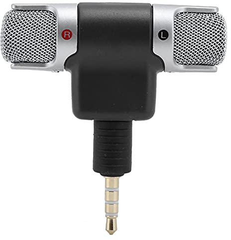 BAFOVY 3,5-mm-Klinken-Stereomikrofon, Leichtes Kabelloses Mikrofon, Zweikanal, Ideal für Handy- und Tablet-Aufnahmen (4 Pole)