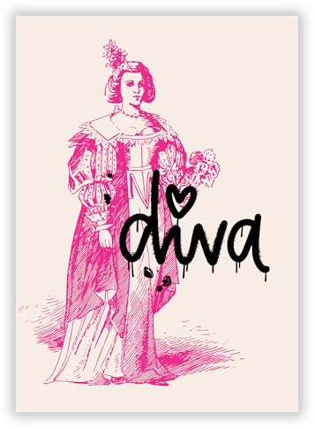 Druck-Palast Diva Poster - 50x70cm - Kunstdruck - Wohnzimmer Schlafzimmer - Verspielt Modern Lustig - Hochwertiger semimatter Druck - Wanddeko für junge Frauen ohne Rahmen
