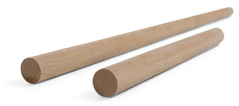 Woodsellers Eichen Rundstab Ø 40 mm [300–1000 mm Länge wählbar] – Glatt gehobelter Massivholzstab – naturbelassen & technisch getrocknet – ideal für Möbelbau & DIY
