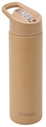 Smash Stainless Steel Water Bottle 750ml - Biscuit | Flip Top Lid with Straw and Carry Handle