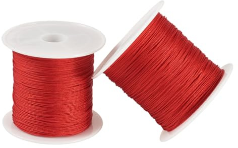 Craftdady 2 rotoli di filo di nylon rosso da 0,4 mm intrecciato per perline macramè per braccialetti dell'amicizia, creazione di gioielli fai da te con nodi cinesi