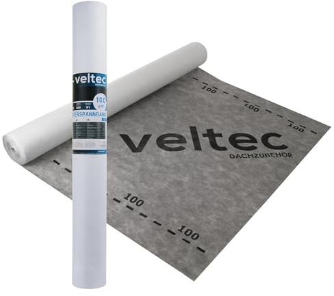 Parotec_Veltec 3-lagige Unterspannbahn 100g–200g/m² Diffusionsoffene Dachfolie W1 wasserdicht Sd 0,03–0,04 m Reißfest & UV-beständig 10m 25m 50m Unterdeckbahn für Steildach (100g - 75m²=50m x 1,5m)