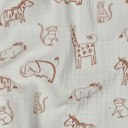 MAGAM-Stoffe Paul Musselin Mulltuch Kinder Baumwollstoff Oeko-Tex Meterware 50cm (Safari Tiere natur)