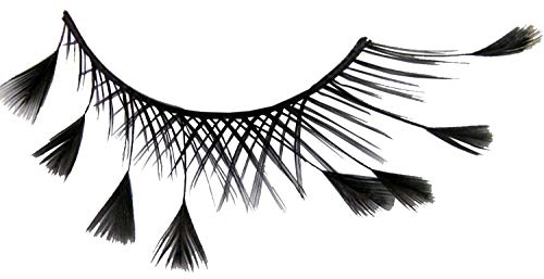 Eulenspiegel 000472 - Künstliche Wimpern, Schwarz mit Federn, 1 ml Spezial-Wimpernkleber, Anleitung, für Karneval, Mottoparty