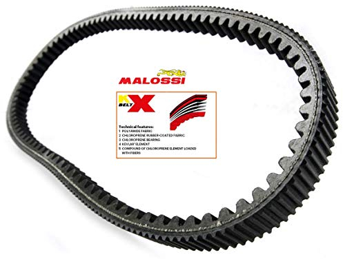 Keilriemen MALOSSI X-Kevlar für APRILIA 400 Atlantic /Scarabeo ´07-/GILERA 500 Fuoco/Nexus (euro 3)/PEUGEOT Geopolis/Satelis/PIAGGIO 400 Beverly/MP3/X8/X Evo/500 Beverly (euro3)/Cruiser, für MASTER Motor 4T LC, L 1036mm, B 28,7mm, H 16mm, 28°,