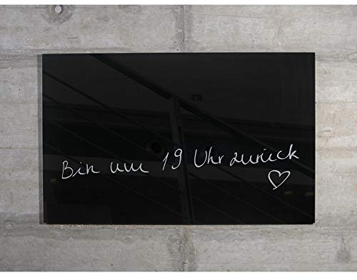 Glas Magnettafel MAX inkl. 5 Magnete, Magnetspiegel/Glasmagnettafel/Magnetboard/Magnetwand (schwarz, 60 x 40 cm)