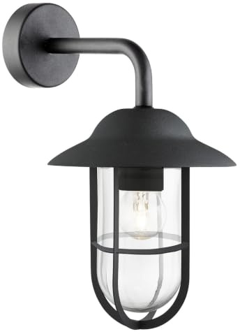 Searchlight 3291BK Well Glass 1 Light Outdoor Wall Lantern in Black
