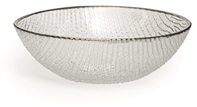Excelsa Platinum Coupelle, Verre, Transparent/Bord Argent, 16 x 16 x 6 cm