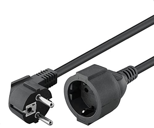CABLEPELADO Cable alargador de alimentación, Cable Extensor alimentación Schuko Macho a Hembra, Cable de Tipo H05VV-F 3G1.5mm² | Enchufe 16A/250V, Negro, 2 Metros