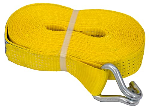 Petex 43193619 cinghia senza chiave a cricchetto 1 pezzi, 9,6 m, 50 mm, 2500/5000 Dan, doppio gancio appuntito, Giallo