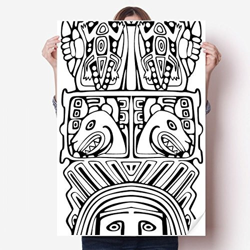 DIYthinker Indian Abstrakt Strichzeichnung Totem Pole Gesicht Vinylwand-Aufkleber-Plakat-Wand Tapete Raum Aufkleber 80X55Cm 80cm x 55cm Mehrfarbig