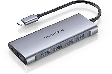 LENTION USB C Hub Digitaler AV Multiport Adapter mit 4K HDMI, 4 USB 3.0, Typ C 100W Aufladung für MacBook Pro/Air 2023-2016 13/14/15/16 mit Thunderbolt 3 Port, MacBook 12