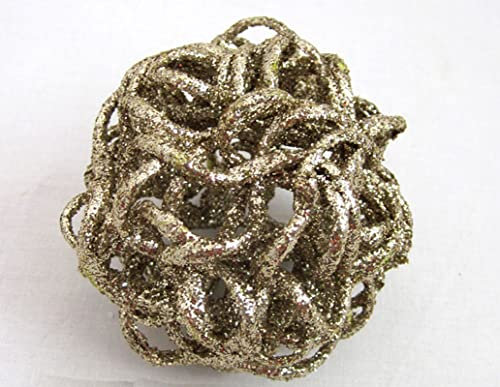 formano Dekokugel Rattan Champagner mit Glitzer ca. 8 cm Durchmesser - Dekokugel für Hochzeit und Geburtstag