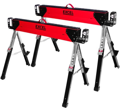 Excel Steel Saw Horse Adjustable Legs Twin Pack