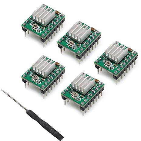 Sun3Drucker - 5 Stück A4988 Stepstick Stepper Motor Driver Module mit Kühlkörper,Stepper Motor Schrittmotor Treibermodul für Reprap 3D Drucker, CNC Maschinen, Roboter (Grün)