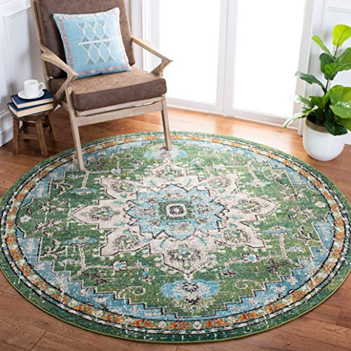 Safavieh Boho Teppich für Wohnzimmer, Esszimmer, Schlafzimmer - Monaco Collection, Kurzer Flor, Pink und Multi, 66 x 366 cm