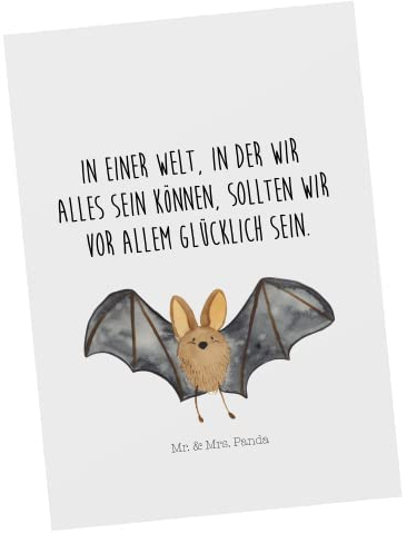 Mr. & Mrs. Panda Postkarte Fledermaus Flügel - Geschenk, Geburtstagsgrüße, Einladung Geburtstag, Karte, Karten, postkarten, Geburtstagskarten, Tiere