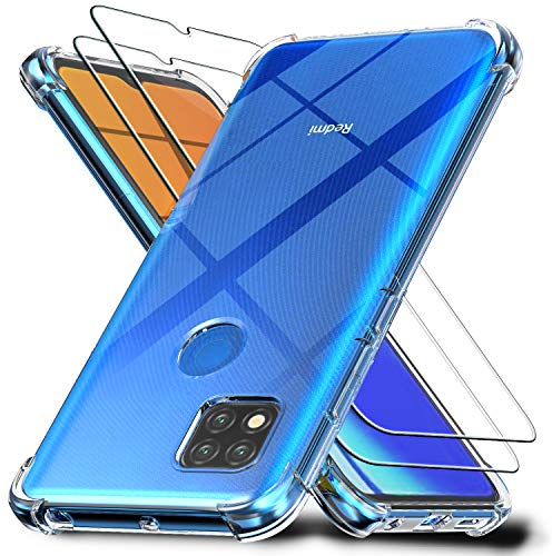 Ferilinso Fundas para Xiaomi Redmi 9C/ Poco C31 con 2 Piezas Protector de Pantalla, Funda Transparente para Xiaomi Redmi 9C/ Poco C31, Película de Cristal Templado