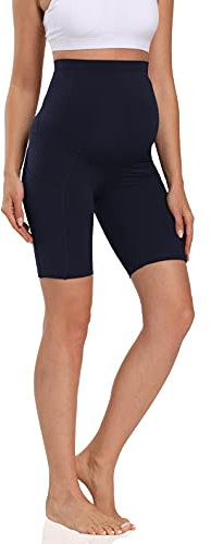Kegiani Short de grossesse pour femme - Legging de grossesse confortable pour le sport enceinte, le yoga - Bleu - Medium