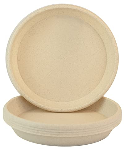Home Garden Ornaments Soucoupe Pot Fleur 32cm Diamètre Beige Marbre Lot de 5 - Durable Soucoupe Ronde - Soucoupes pour Pots de Fleurs - Soucoupe Pot de Fleur Interieur (Beige Marbre)