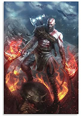 Kratos God of War (1) Leinwand Kunst Poster und Wand Kunst Bild Druck Moderne Familie Schlafzimmer Dekor Poster 12x18inch(30x45cm)