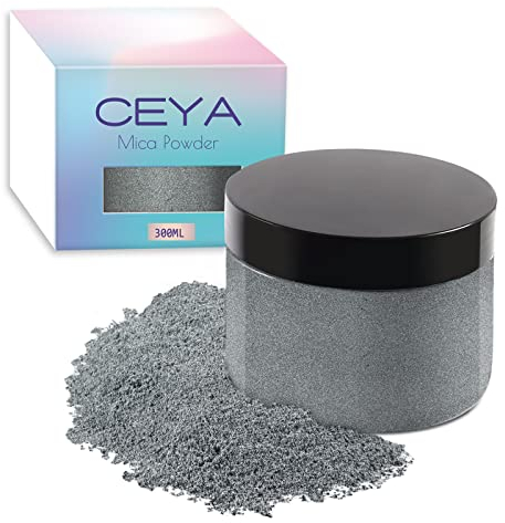 Ceya Glimmerpulver, 150 g Grauer Perlglanz-Effekt, Farbstoff-Pigmentpulver für Epoxidharz, Becher, Schleim-Badekugel, Seifenfarbe, Schleim, Kerzenherstellung, Harzhandwerk, Farbe, Schmuck, Nagellack
