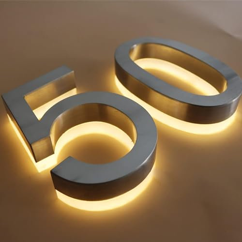 Numeri civici retroilluminati a LED, numero di targa galleggiante 3D a LED, numeri civici illuminati per esterni moderni. Luce bianca calda.,3,6 pollici 150 mm