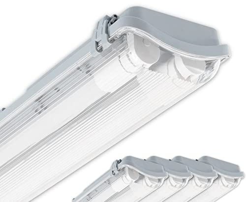 CLAR - Pantalla Estanca LED 24W, Luminaria 150cm, 2 Tubos 150cm, Tubos No Incluidos (Pack 5)