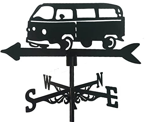 WCEECE Wetterhahn, wetterfahne für Garten Dach Metall Weather Vane Retro Edelstahl Segelboot Schiff Weathervane Schwarze Sprühfarbe Wind Schaufel Außenschuppen Eisenharten Dach Scheunen Dekoration