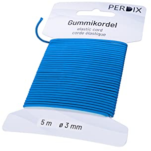 perdix Gummischnur, Gummikordel 3 mm, 5 m blau, Gummiband, für Zelt, Rucksack, Garten, Schmuck, Kordel, Hutgummi, Gummiband