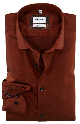 OLYMP Herren Businesshemd Langarm Level Five,Twill,Body fit,Modern Kent,rotorange 07,42