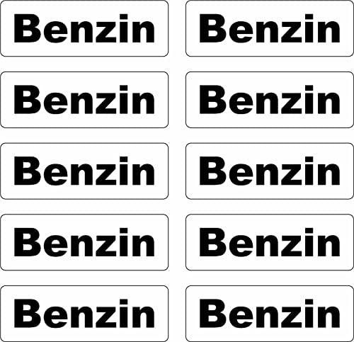 Stickerloveshop 10x Aufkleber Flüssigkeiten Kraftstoff Kennzeichnung Tankdeckel Kanister Auto Hinweis Brennstoffe AdBlue Benzin Gemisch Diesel Wasser Aspen Super (Benzin)