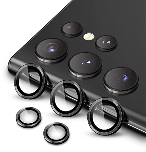 JETech Camera Lens Protector for Samsung Galaxy S22 Ultra 5G 6.8-Inch, 9H Tempered Glass Metal Individual Ring Cover, Easy Installation Tray, HD Clear, 1 Set (Phantom Black)