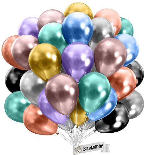 BIO Luftballons Geburtstag [25 Stück] Glänzend/Chrome • Ø38cm XXL • Umweltbewusst & Kompostierbar Nachhaltige Bio Ballons • 100% Naturlatex • Helium Luftballons Bunt • bio logisch abbaubar