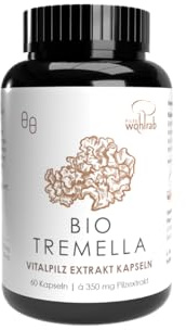 Pilze Wohlrab | Bio Tremella Extrakt Kapseln | 60 Kapseln | 350 mg Tremella Pilz Extrakt je Kapsel | Mit Acerola Vitamin C | Vitalpilze Extrakt | 1 Dose