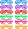 YSTrillion 12 Stück Partybrillen Neon Farbe Shutter Brille 80er,Mode Shutter Shades Brille Gläser Sonnenbrille für Kostüm Party Club Tanz Props Fasching