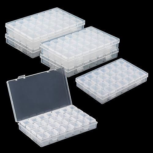 JOIKIT 6 Packs Diamond Embroidery Box, 28 Grids Diamond Art Storage Boxes, Plastic Cross Stitch Boxes, Clear Storage Boxes Storage Organizer for Sewing, Nail