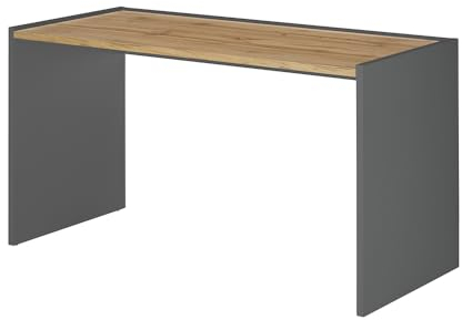 Lomadox Schreibtisch Arbeitsplatz Homeoffice, anthrazit mit Eiche, B/H/T ca. 143/76/62 cm