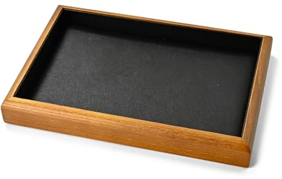 Oirlv Plateaux à Bijoux en Bois Massif,Empilables,Organiseur de Bijoux,Présentoirs Bijoux(Noir)