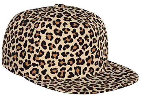 Fxuyyok Lustiger verstellbarer Snapback-Hut mit Tierdruck für Damen und Herren, Hip-Hop-Kappe, Baseballkappe, flache Krempe, Leopard Skin Print 02, One size