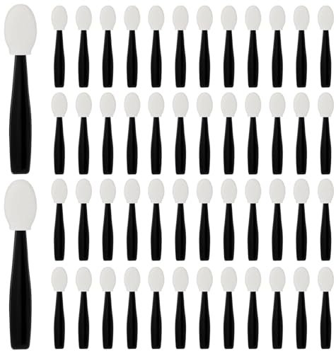 50PCS Eyeshadow Brush, Disposable Eye Shadow Sponge Applicators Mini Dual Sided Portable Travel Eye Shadow Applicator Sticks Multipurpose Lips Eye Makeup Brushes with Sponge Tip for Women Girls