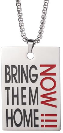 Dreamtimes Bring Them Home Now Halskette Damen Herren Unisex Israel Military Style Dog Tag Edelstahl Halskette Anhänger Dog Tag Israel Halskette Schmuck, M, Edelstahl, Kein Edelstein