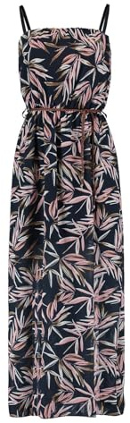 Hailys Damen Maxi-Kleid Da44lia langes Trägerkleid mit Gürtel mit Palmenprint PMG-5160 Navy Palm L