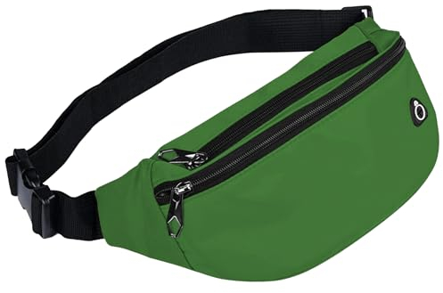 Bauchtasche für Herren und Damen, wasserdichte Sport-Hüfttasche, Gürteltasche für Reisen, Wandern, Laufen, 1 Packung - Grasgrün, Large